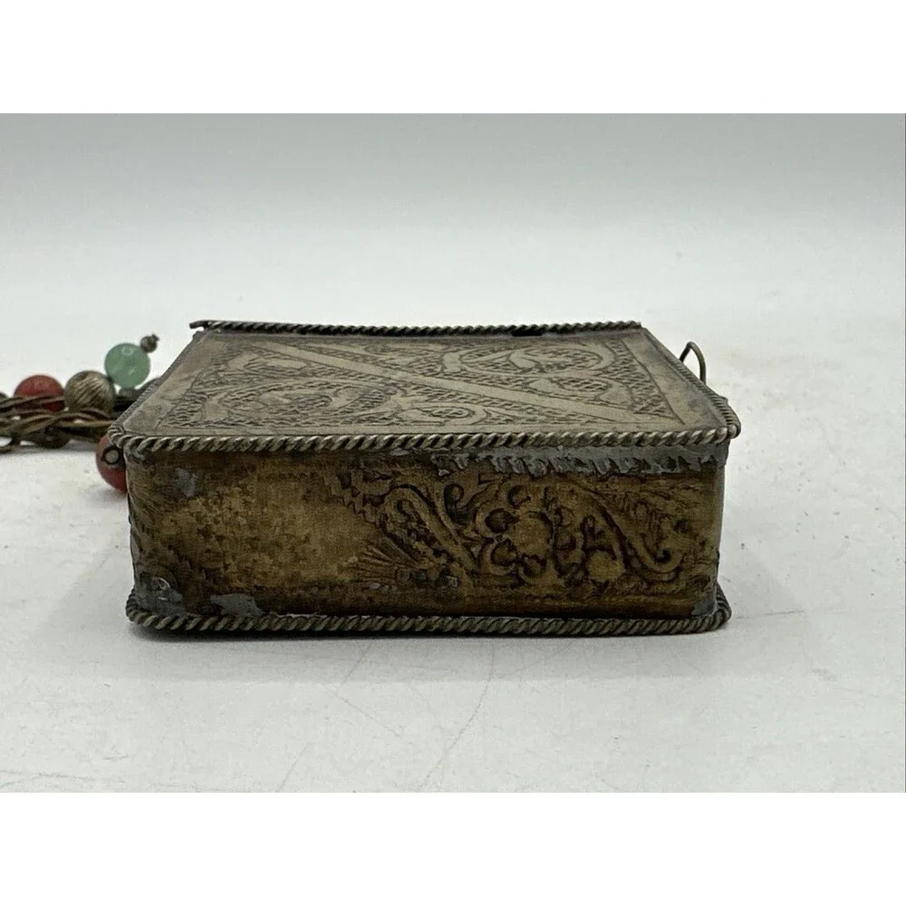 Vintage Prayer Box Holder Necklace Tibetan Beaded Chain Handmade - Picture 8 of 16